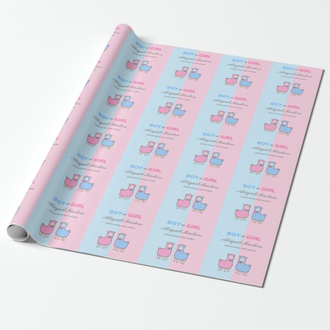 Gender Reveal Baby Shower Sheep Wrapping Paper (Unrolled)