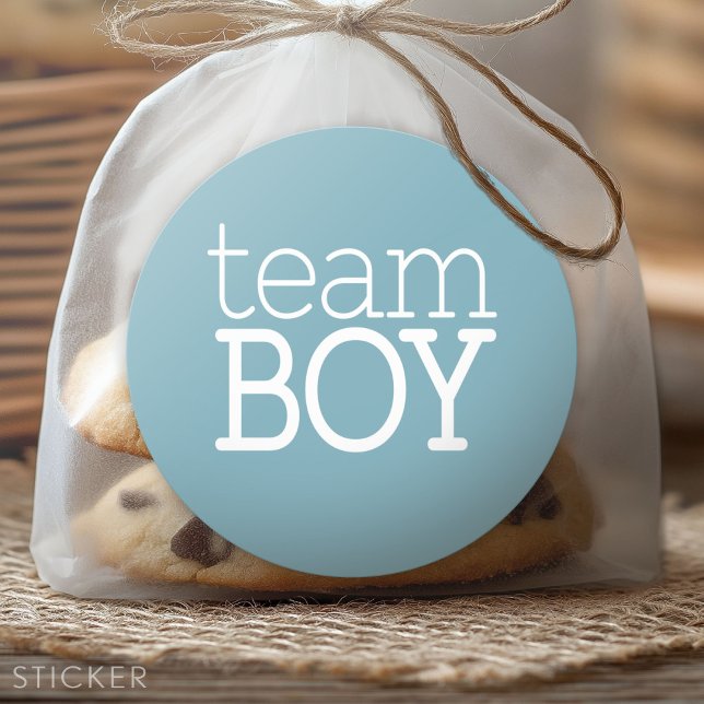 Gender Reveal Baby Shower - Team Blue Boy Classic Round Sticker (Custom Sticker for Party Favors and Envelopes)