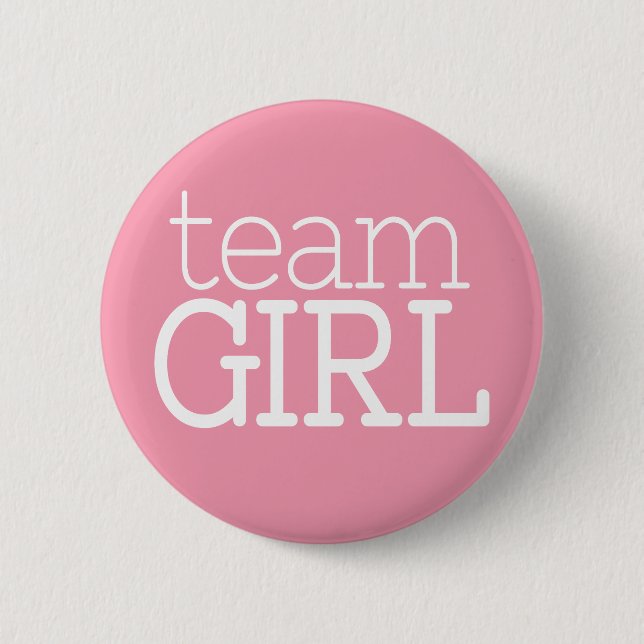 Gender Reveal Baby Shower - Team Pink Girl Button (Front)