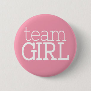 Gender Reveal Baby Shower - Team Pink Girl Button