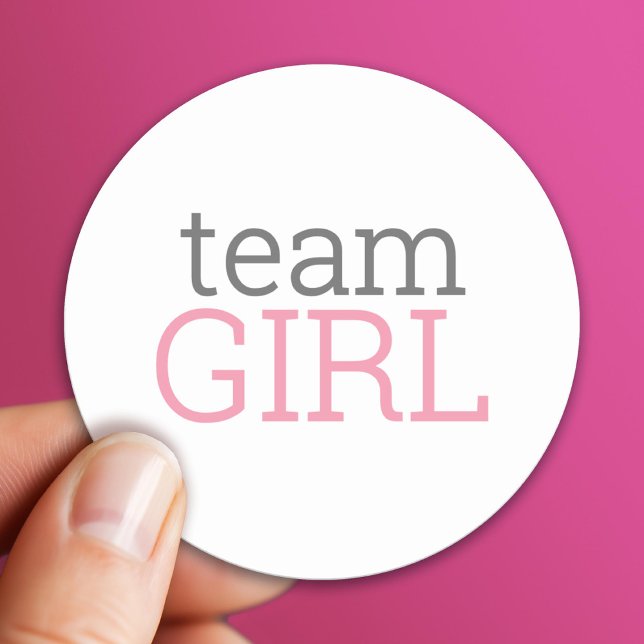 Gender Reveal Baby Shower - Team Pink Girl Classic Round Sticker (Custom Sticker)