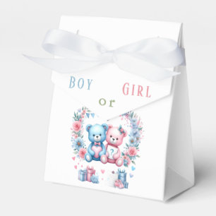 Gender reveal baby shower Teddy Bear blue pink 3 - Favour Box