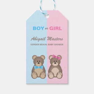 Gender Reveal Baby Shower Teddy Bears Gift Tags