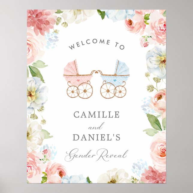 Gender Reveal Baby Shower Welcome Poster (Front)