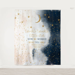 Gender Reveal Backdrop, Twinkle Little Star Banner Tapestry