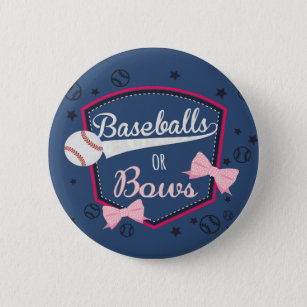 Gender reveal - Baseballs or Bows 6 Cm Round Badge