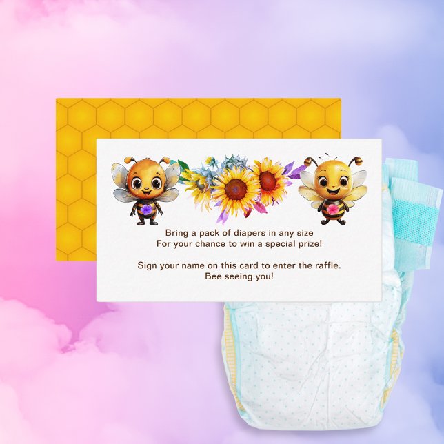 Gender Reveal Bee Baby Shower Diaper Raffle Ticket Enclosure Card (Gender Reveal Bee Baby Shower Diaper Raffle Ticket Enclosure Card)