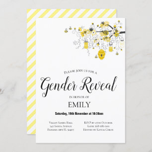 Gender Reveal Bee Baby Shower Invitation