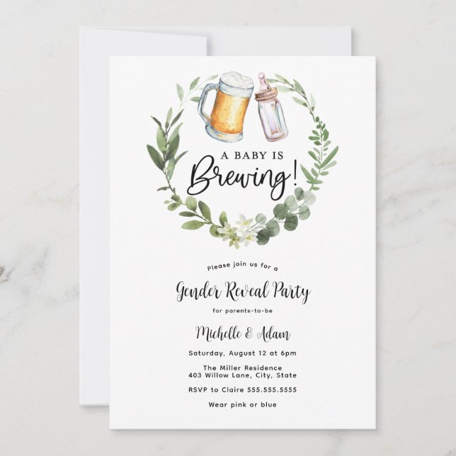 Gender Reveal Beer and Diapers Invitation (Front)