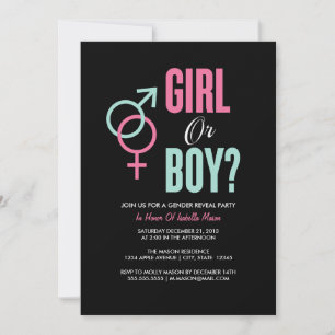 Gender Reveal   Black Party Invite