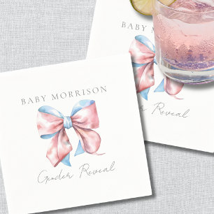 Gender Reveal Blue And Pink Bow Napkin
