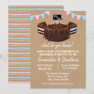 Gender Reveal Blue or Pink Cake Baby Shower Invitation