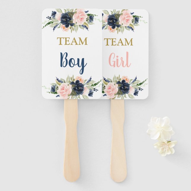 Gender Reveal blue or pink Hand Fan (Front and Back)