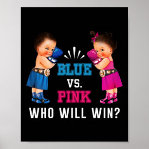 Gender Reveal Blue Vs Pink Ethnic Boxing Babies Poster