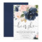 Gender reveal blush pink navy blue floral elegant