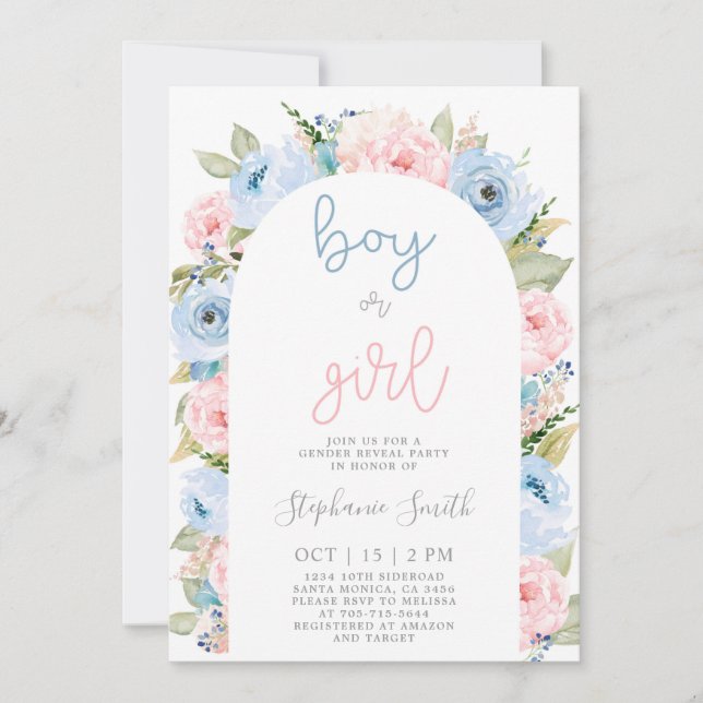 Gender Reveal Boho Arch Invitation (Front)