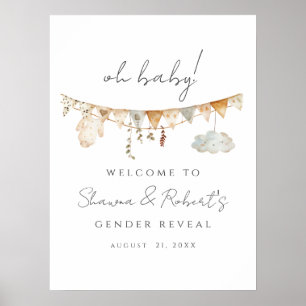 Gender Reveal Boho Baby Shower Welcome Sign