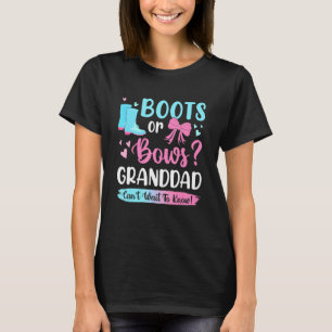 Gender Reveal Boots Or Bows Granddad Matching Baby T-Shirt