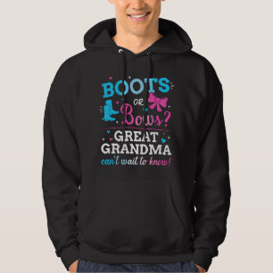 Gender reveal boots or bows great grandma baby par hoodie