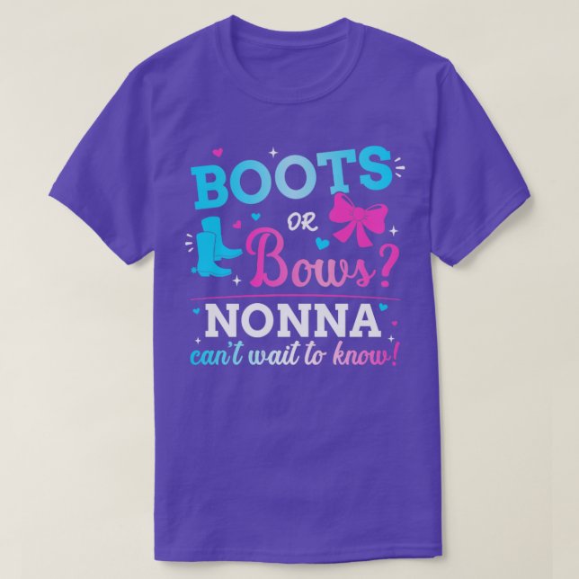 Gender reveal boots or bows nonna matching baby pa T-Shirt (Design Front)