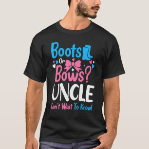 Gender Reveal Boots Or Bows Uncle Baby Announcemen T-Shirt
