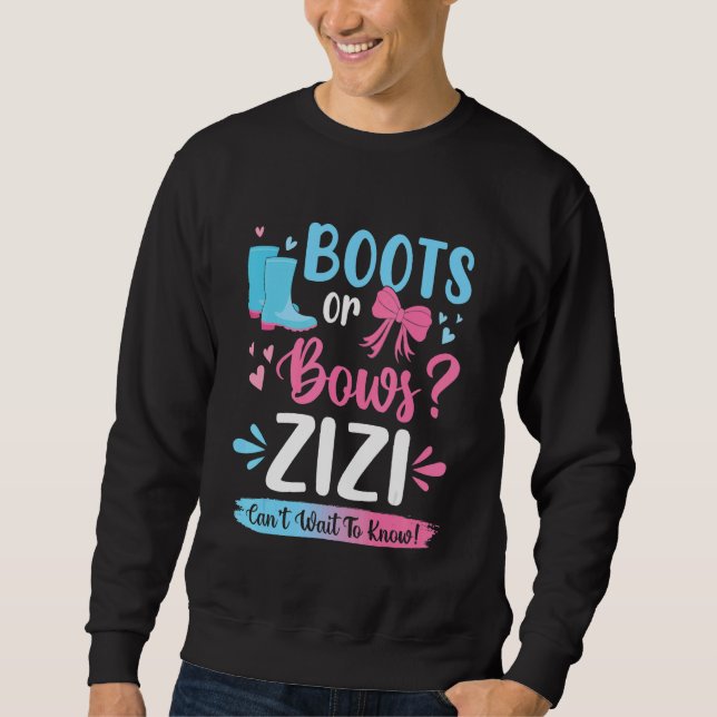 Gender Reveal Boots Or Bows Zizi Matching Baby Par Sweatshirt (Front)