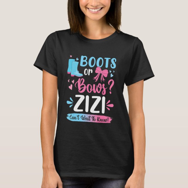 Gender Reveal Boots Or Bows Zizi Matching Baby Par T-Shirt (Front)
