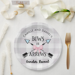 Gender Reveal Bows or Arrows Baby Shower Paper Plate