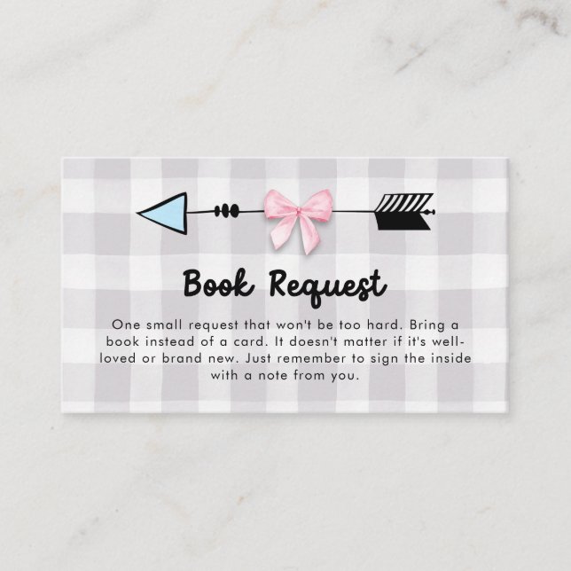 Gender Reveal Bows or Arrows Book Request Enclosure Card (Front)