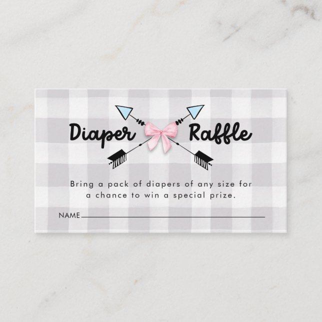Gender Reveal Bows or Arrows Diaper Raffle Ticket  Enclosure Card (Front)