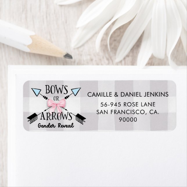Gender Reveal Bows or Arrows Return Address Label (Insitu)
