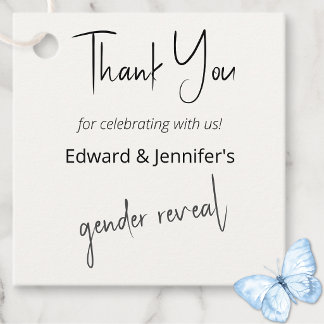 Gender Reveal Boy Blue Butterfly Thank You Tags
