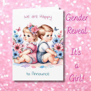 Gender Reveal   Boy or Girl, It's a Girl! Card