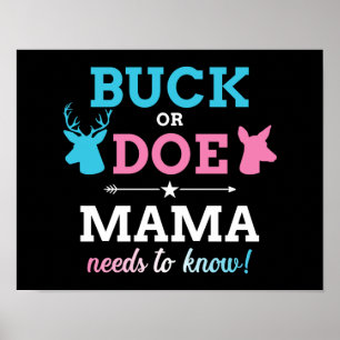 Gender reveal buck or doe mama matching baby party poster