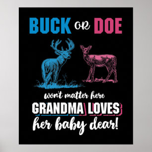 Gender Reveal Buck or Doe Party Grandma Poster
