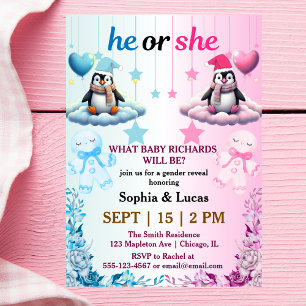 gender reveal christmas invitations