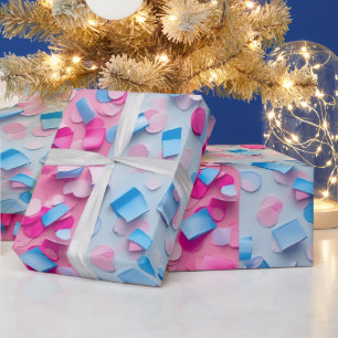 Gender Reveal Confetti Invitation Boy or Girl Part Wrapping Paper