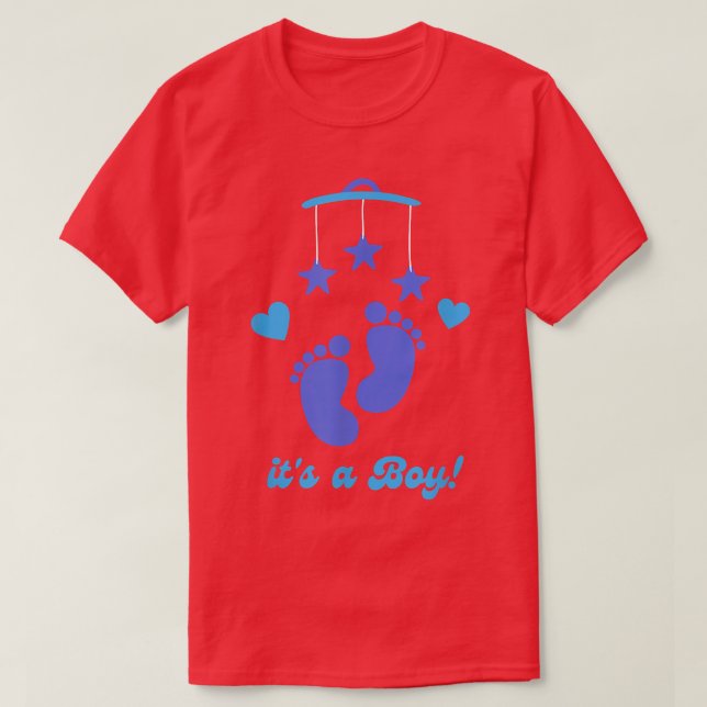Gender Reveal Cute Blue and It's a Boy Motherhood  T-Shirt (Design Front)