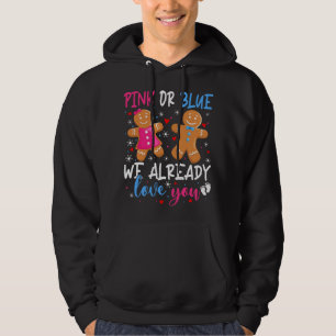 Gender Reveal Cute Gingerbread Funny Pink Or Blue Hoodie