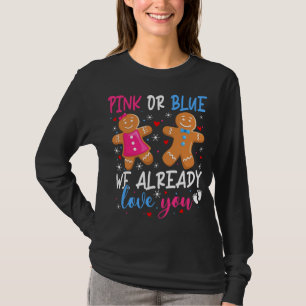 Gender Reveal Cute Gingerbread Funny Pink Or Blue  T-Shirt