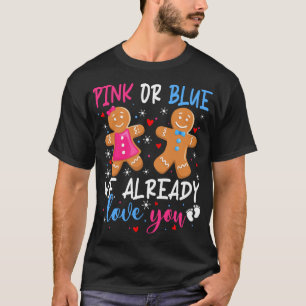 Gender Reveal Cute Gingerbread Funny Pink Or Blue  T-Shirt