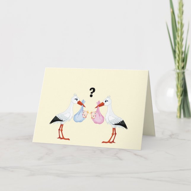 Gender reveal cute stork invitation (Front)