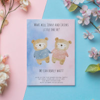Gender Reveal cute teddy Bears starry pink blue