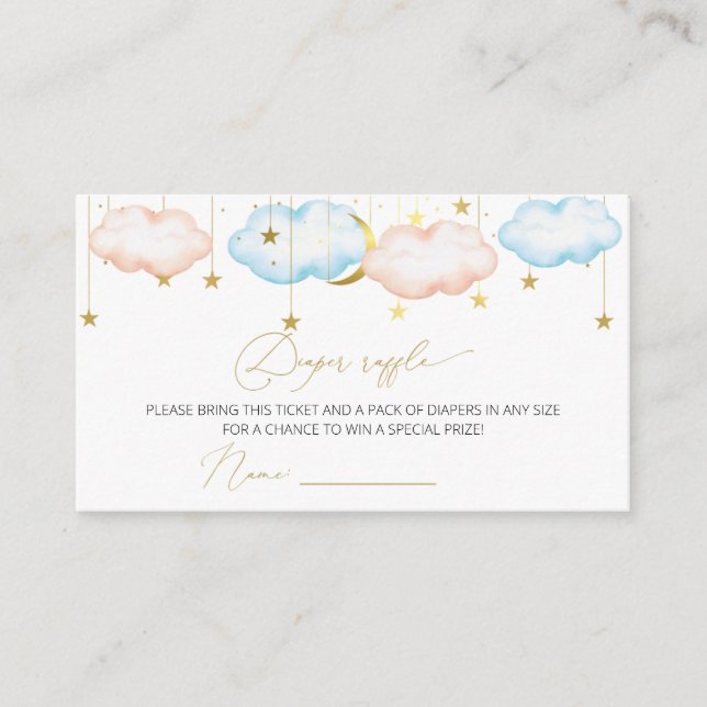 Gender Reveal Diaper Raffle, Twinkle Little Star E Enclosure Card (Front)