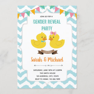 Gender reveal duck party invitation