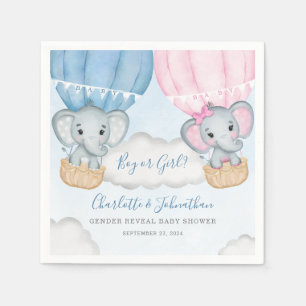 Gender Reveal Elephant Balloon Baby Shower Napkin