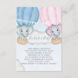 Gender Reveal Elephant Balloon Books for Baby Enclosure Card