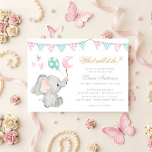 Gender Reveal Elephant Elegant Baby Shower