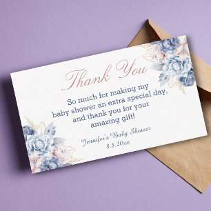 gender reveal floral thank you baby shower  card