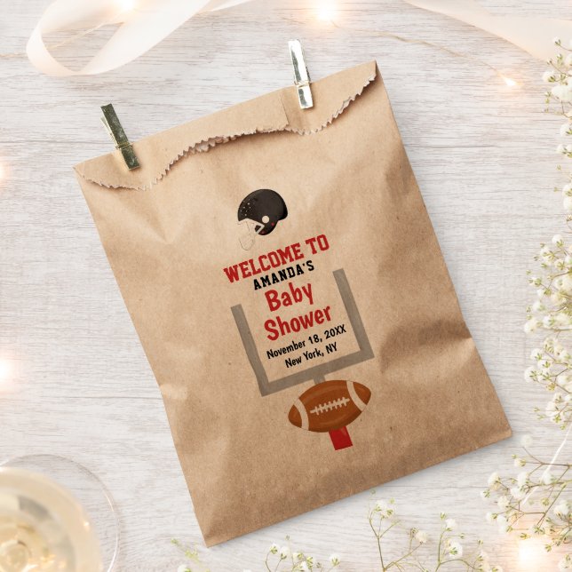 Gender Reveal Football Baby Boy Shower Welcome Favour Bag (Clipped)